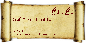 Csányi Cintia névjegykártya